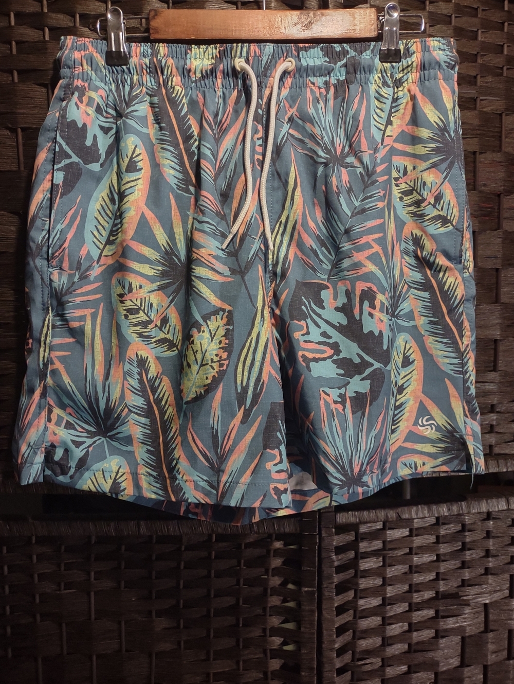 Sol Borne Tropical Print Swim Trunks Men's M